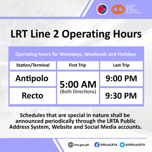 lrt-2 stations - operating hours
