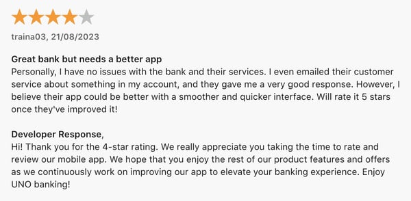 unobank loan review - comments on customer service