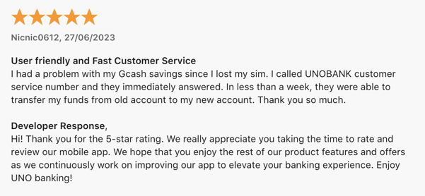 unobank loan review - comments on customer service