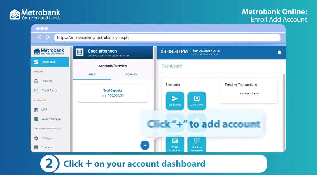 metrobank online banking registration - enroll additional accounts