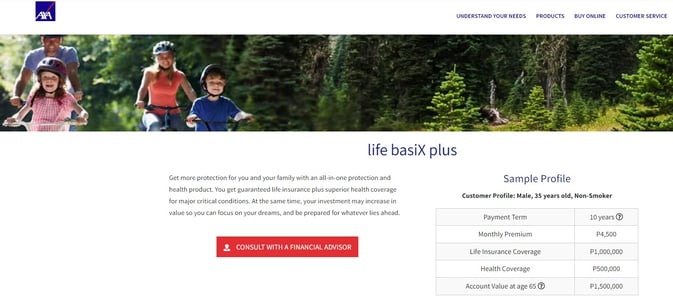 best life insurance in the philippines - AXA life basiX plus