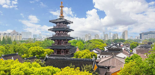 Aerial view of the Hanshan Temple