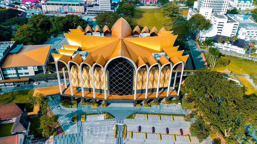 An aerial view of the Borneo Cultures Museum