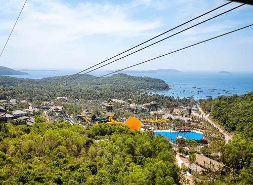 Aquatopia Water Park, one of the best things to do in Phu Quoc with kids and a popular attraction for all ages.