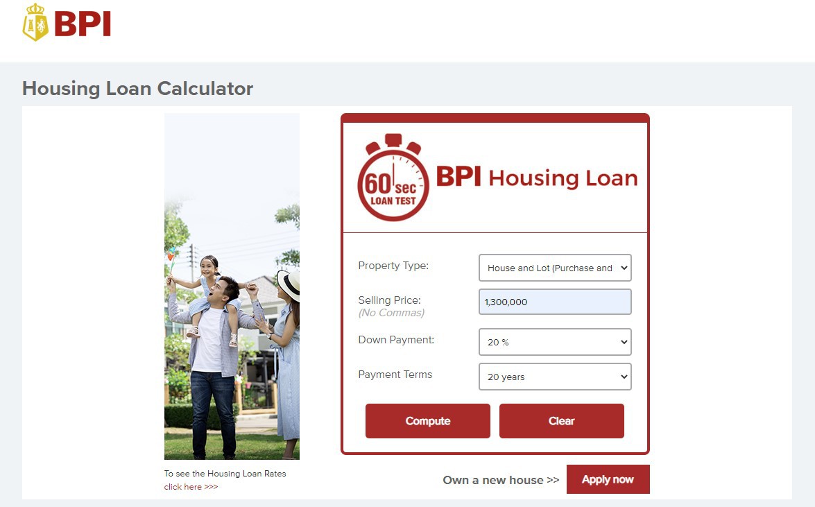 bpi housing loan - calculator