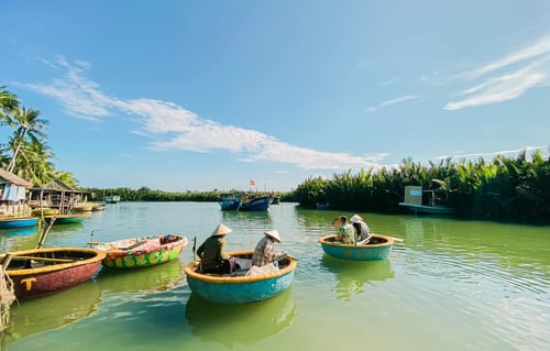 Bamboo basket boat in Bay Mau Coconut Forest