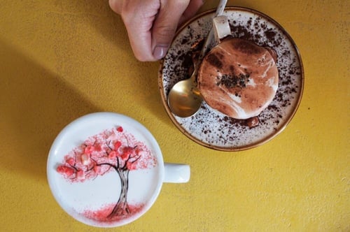 Beautiful latte art from C.Through Cafe in Seoul