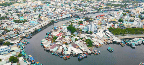 Bustling streets and local shops in Duong Dong Town, the main town in Phu Quoc.