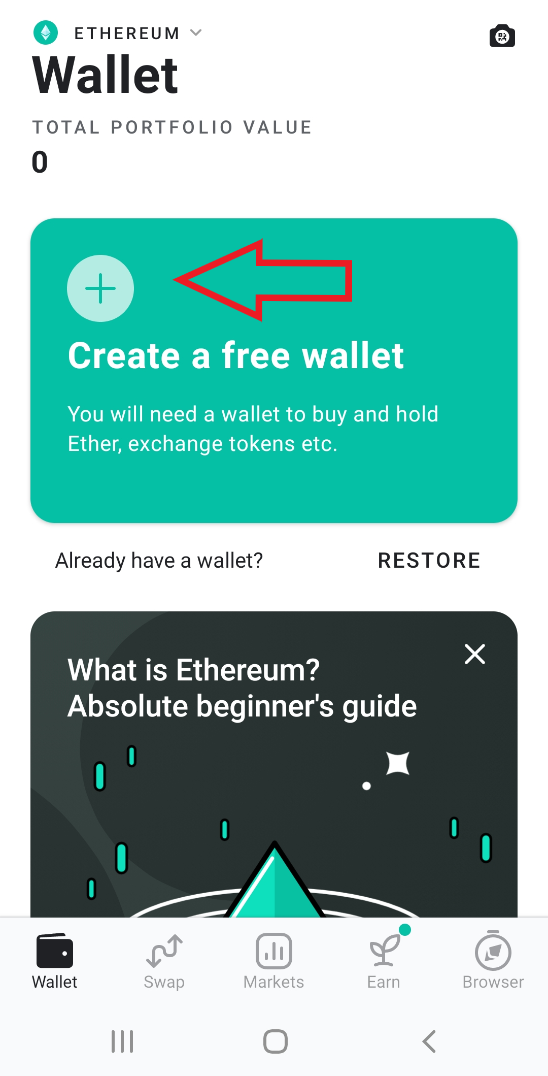 myetherwallet - create on android or ios