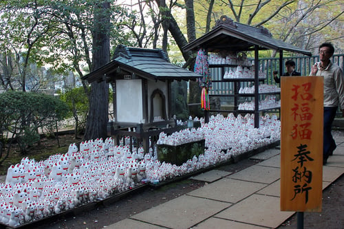 Cat figures at the Gotokuji Lucky Cat Temple in Tokyo