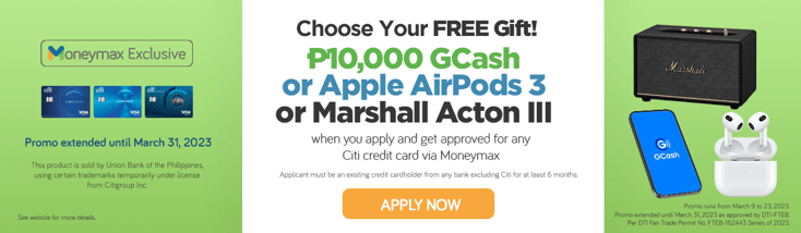 moneymax citibank apple airpods gcash marshall promo