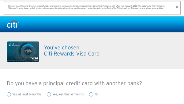 Citibank credit card online application