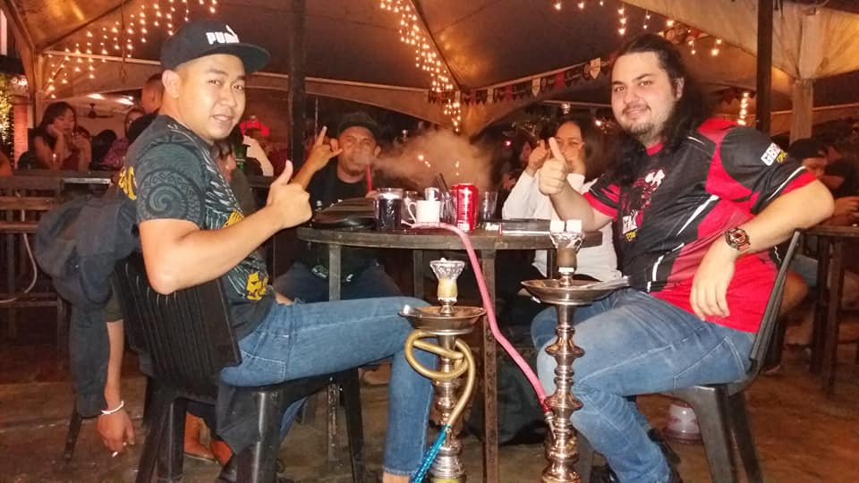 Customers of Somba Shisha enjoying their session in Kuching, Sarawak