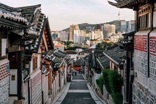 Down an alley in Bukchon Hanok Village