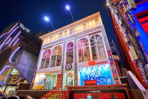 Entrance of a noraebang karaoke room