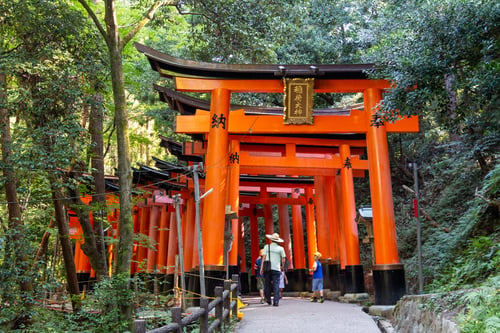 Fushimi Inari Shrine is dedicated to the Shinto god of rice, and the torii gates are donated by individuals and businesses