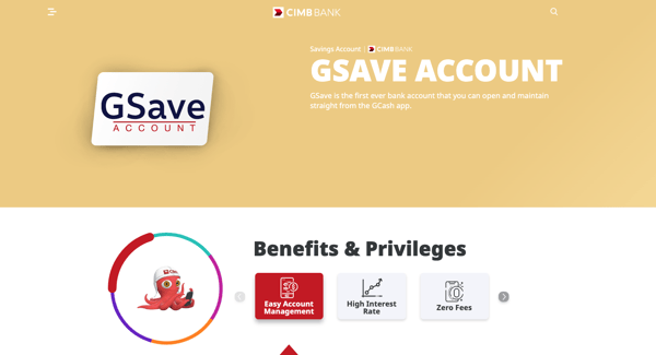 savings account with no maintaining balance - gsave