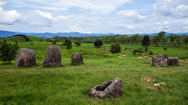 Giant stone jars scattered across the Plain of Jars