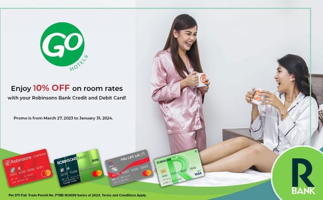 robinsons bank credit card promo - 10% off go hotels