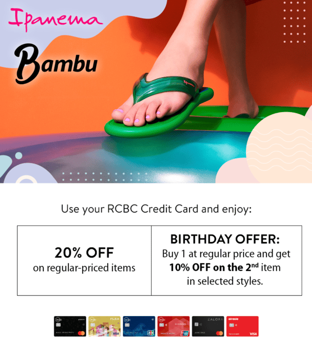 rcbc credit card promo 2024 - 20% off ipanema and bambu