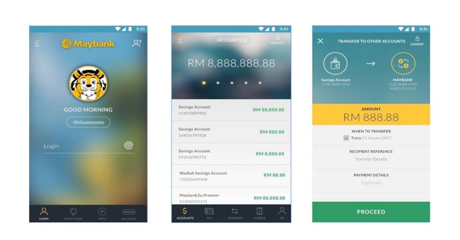 Maybank app screenshots