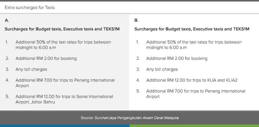 Additional information for taxi extra surcharges.