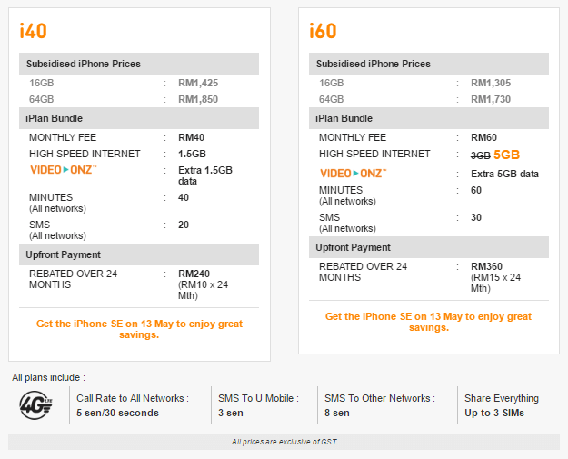 UMobile's iPhone SE packages