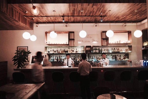 Interior of Lotus Cocktail Bar, a cosy spot for a quiet drink in Chengdu