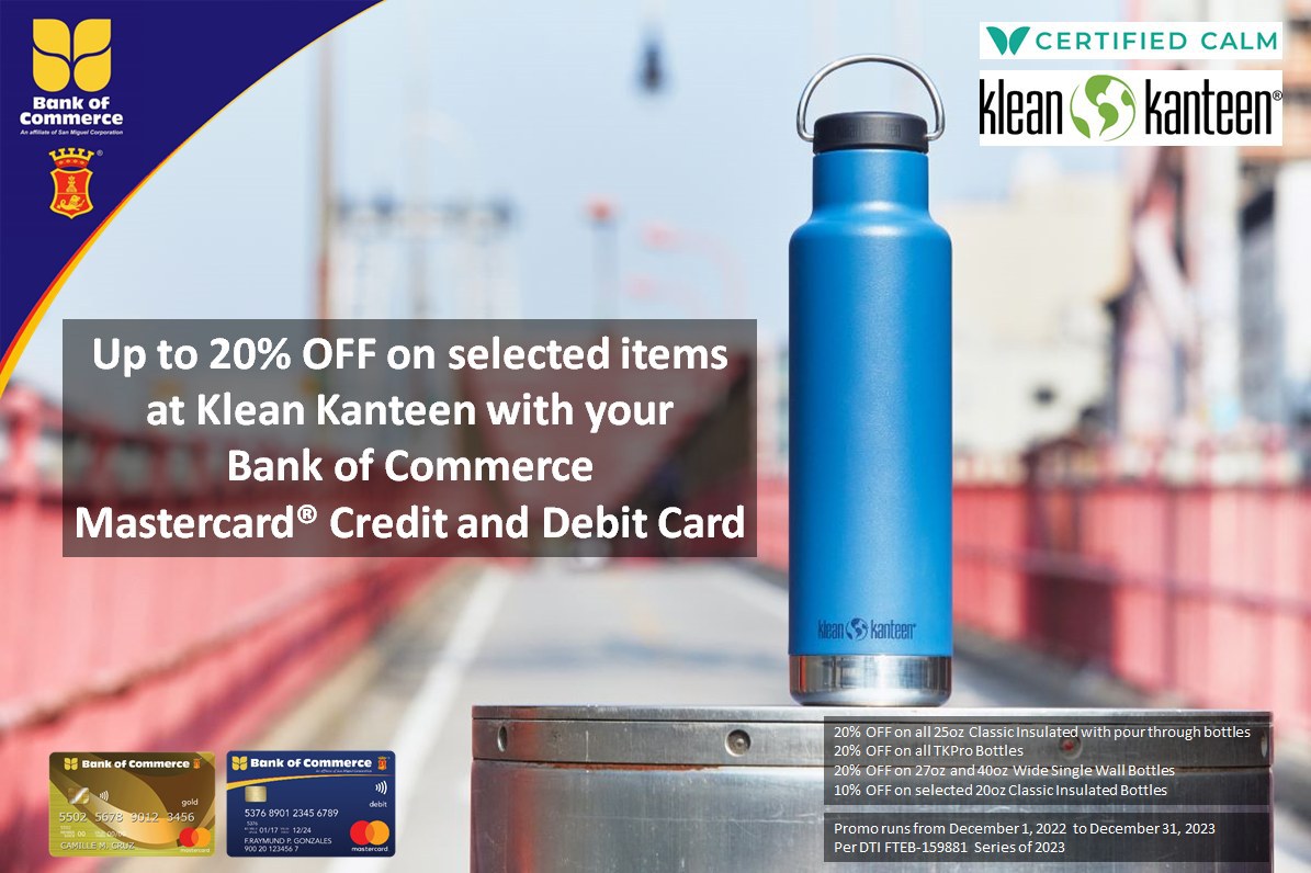 bank of commerce credit card promo 2023 - 20% discount klean kanteen