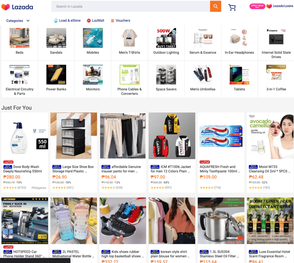 lazada vs shopee - lazada homepage