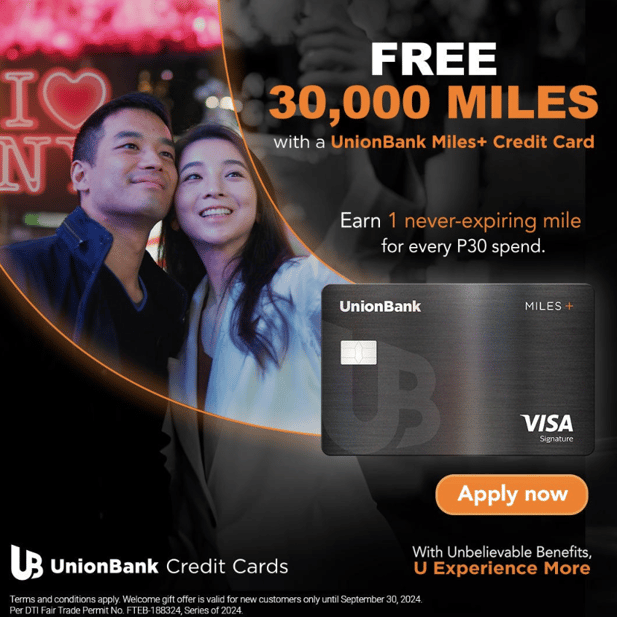 unionbank credit card promos - free 30,000 miles