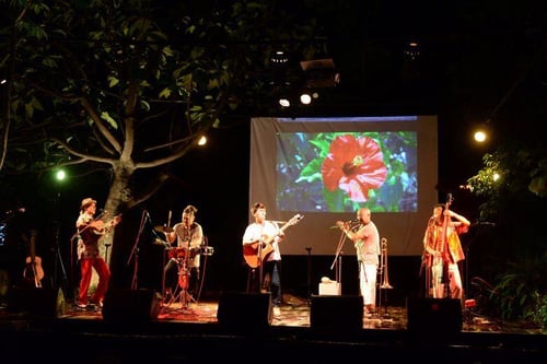 Musicians on stage at the Tiehua Music Village in Taitung, Taiwan