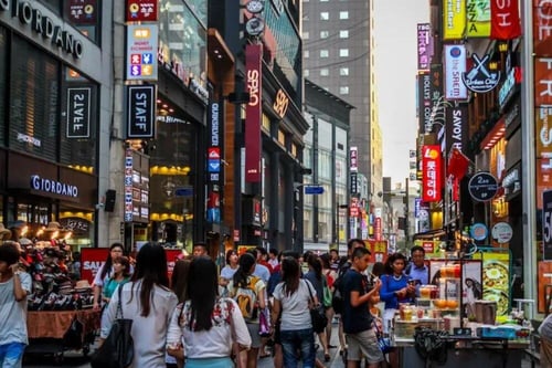 Myeongdong Shopping Street in South Korea