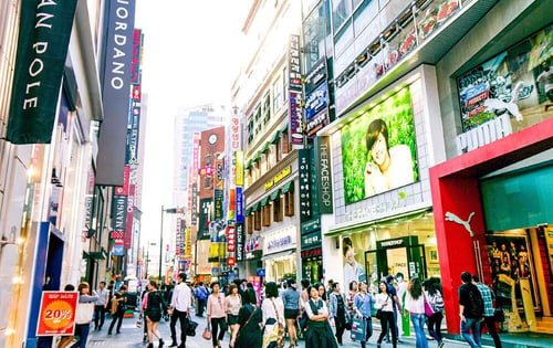 Myeongdong shopping district in the day