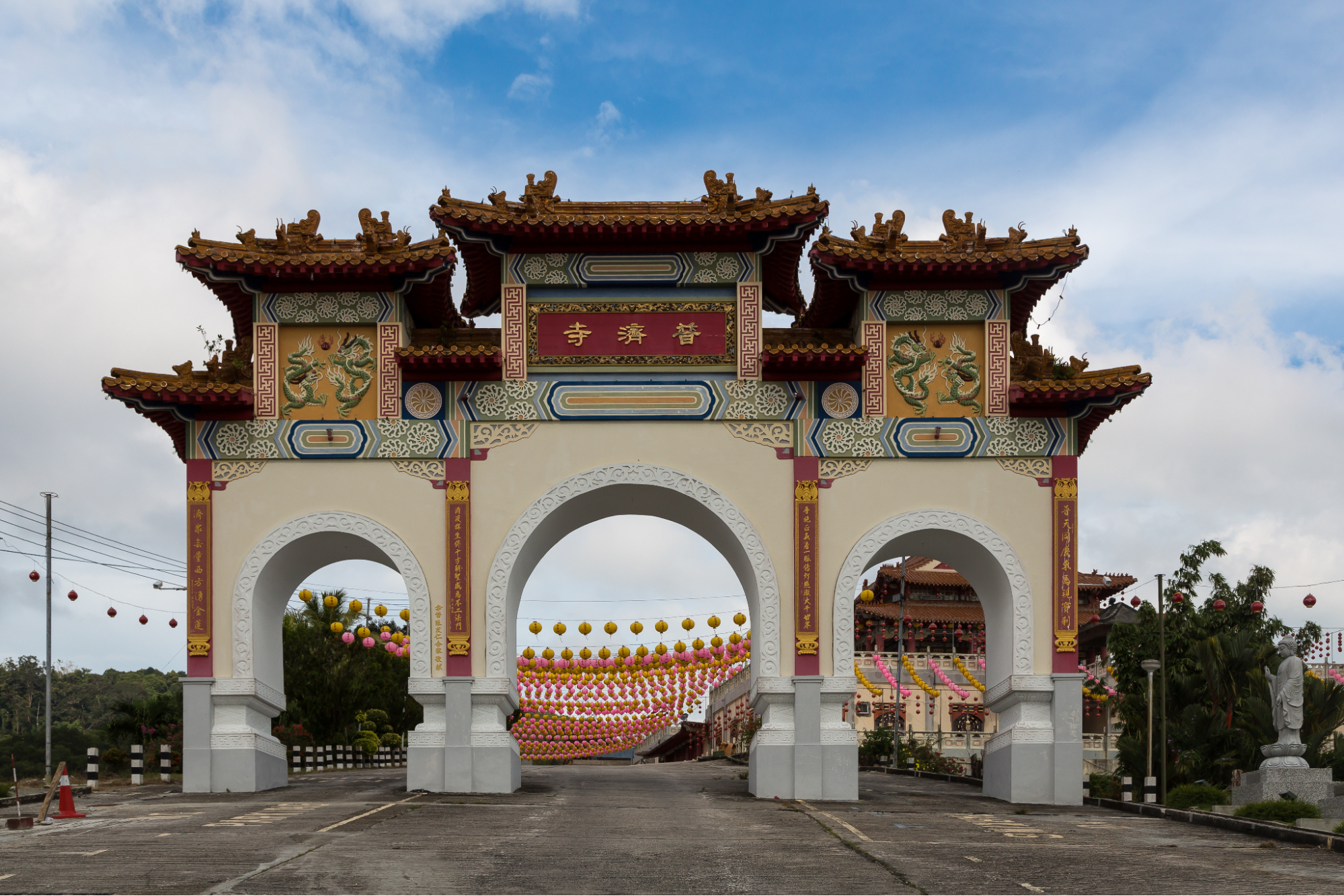 Outside the Puu Jih Shih Temple, a tourist attraction in Sabah