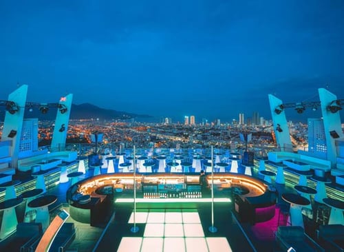 Panoramic view of Da Nang City from the high vantage point of Sky36 Bar