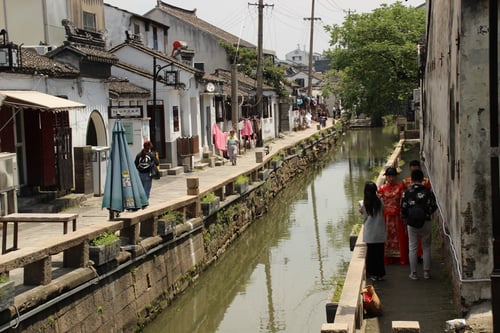 Peaceful canal along Pingjiang Road