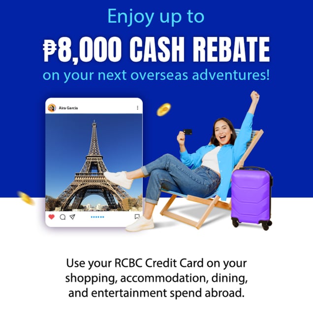 rcbc credit card promo 2024 - 8,000 rebate on overseas purchase