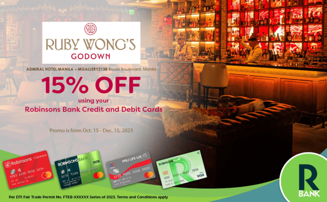 robinsons bank credit card promo - 15% off ruby wong