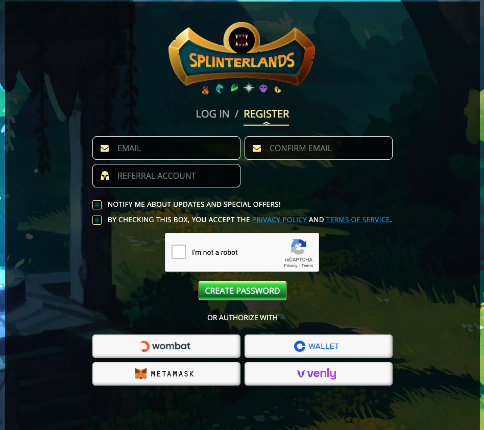 splinterlands nft - create an account