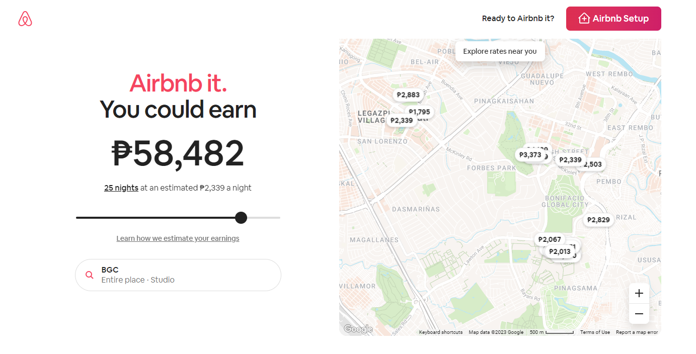 airbnb income philippines - calculator