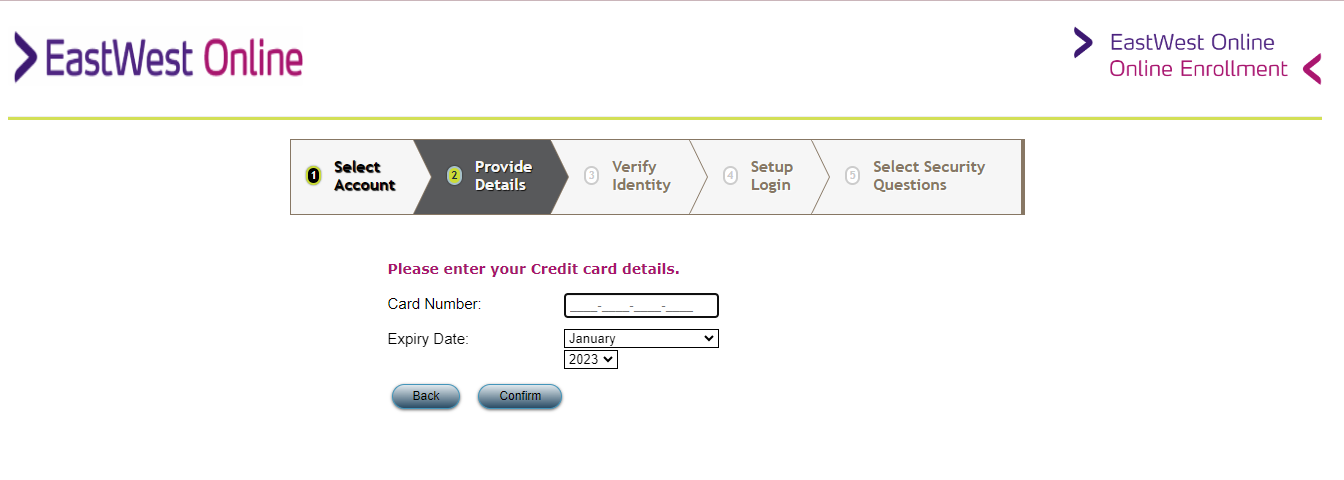 eastwest credit card application - register card online