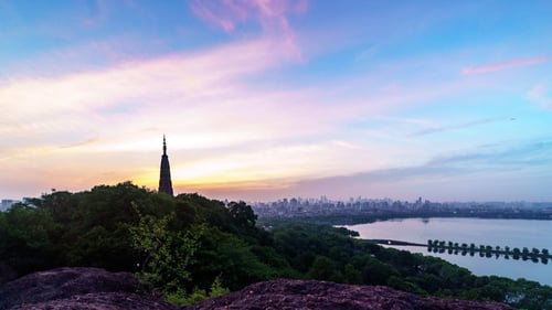 Sunrise view on Baoshi Mountain