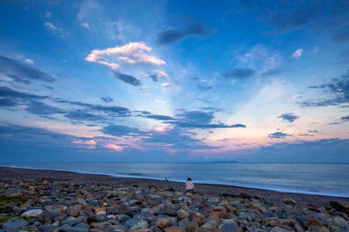 Sunset over the coast at Taitung Seashore Park