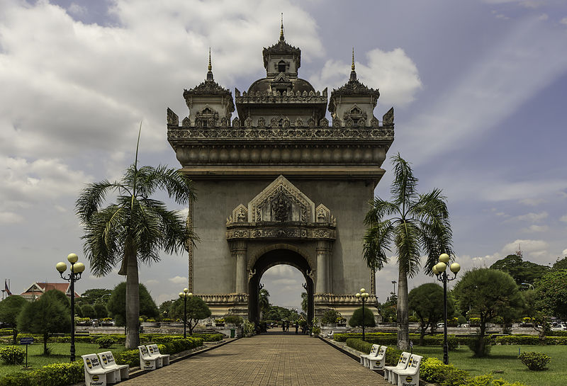 The Patuxai Victory Monument stands tall in Vientiane