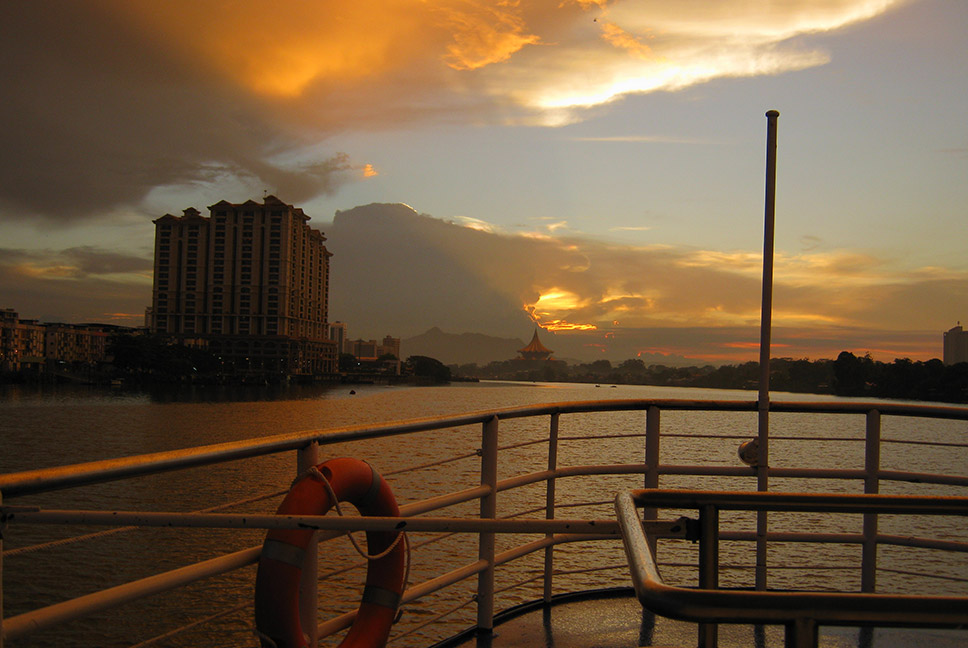 The Sarawak River Cruise is the perfect way to soak in the scenery as the sun sets in Kuching