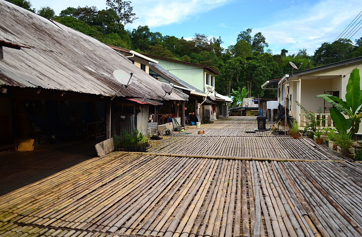 The exterior of some of the Annah Rais Longhouses