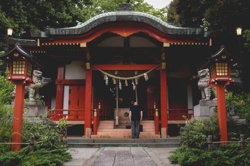 The outside of a temple in Jiyugaoka, Tokyo