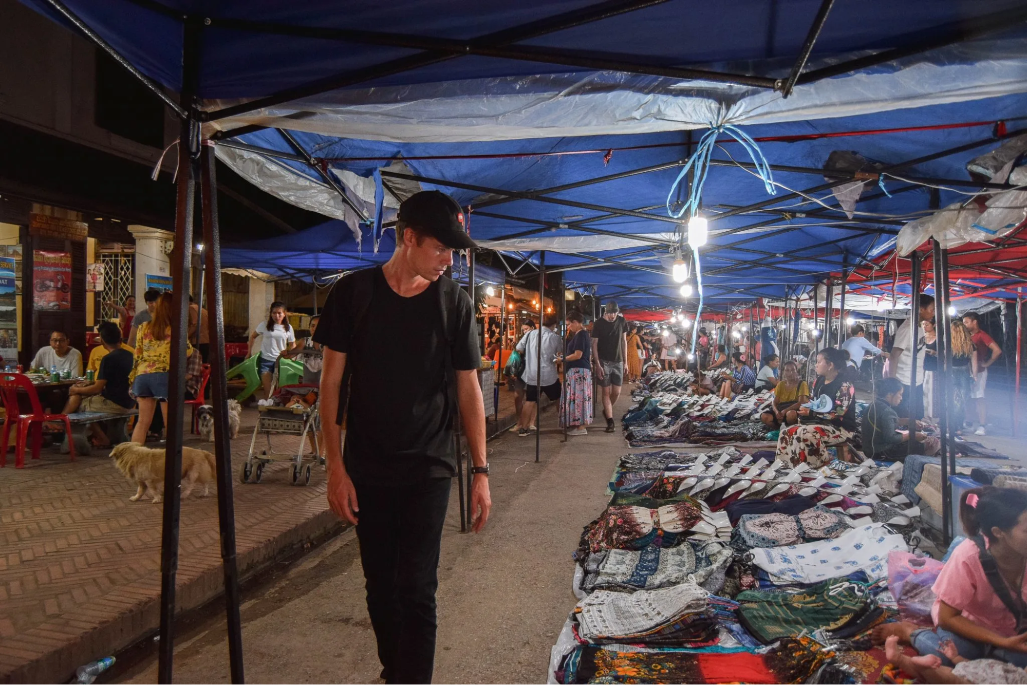 Tourist at a night market in Luang Prabang