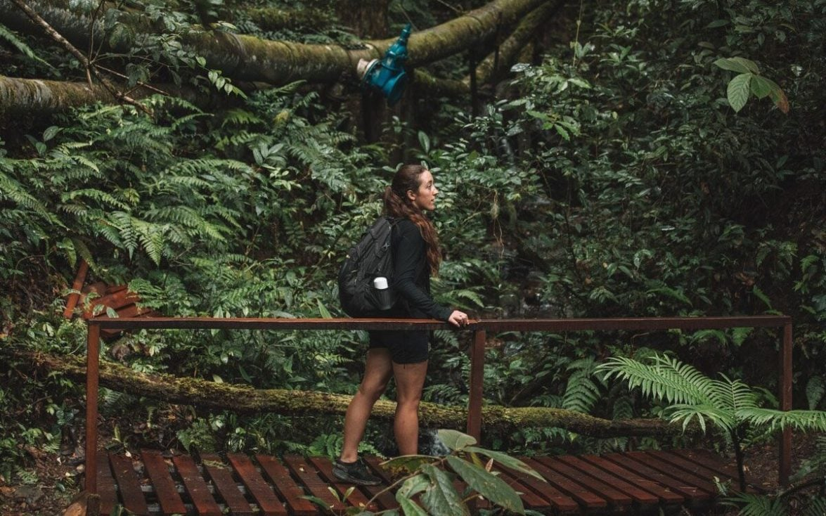 Tourist hiking in Kinabalu Park, one of the things to do in Sabah